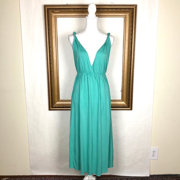 J. CREW mint green v neck empire waist midi dress - Picture 1 of 8